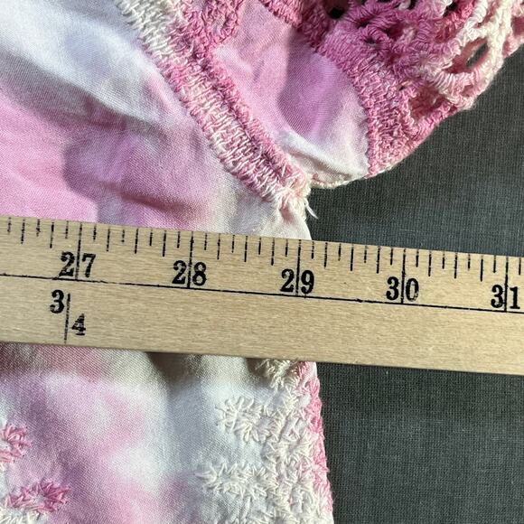 Democracy Kimono Top Womens 2X‎ Multicolor Tie Dye Crochet Trim Open Front Boho - Picture 11 of 11